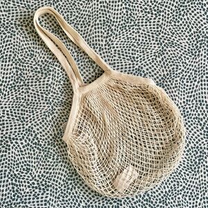 NWT H&M Natural Cotton Mesh Net Market Tote Bag Cream Eco conscious Shopping